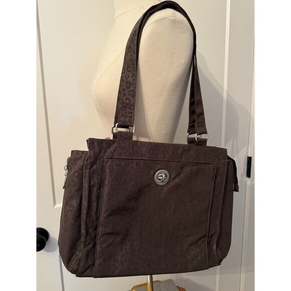 Baggallini All Around Tote Brown Animal Print Lightweight Waterproof - Picture 15 of 16